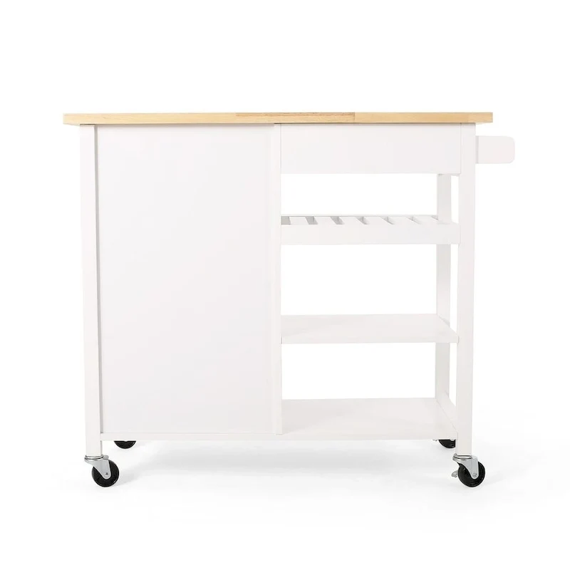 Modern Wooden Kitchen Cart with Wheels Drawer and Cabinet by Christopher Knight Home