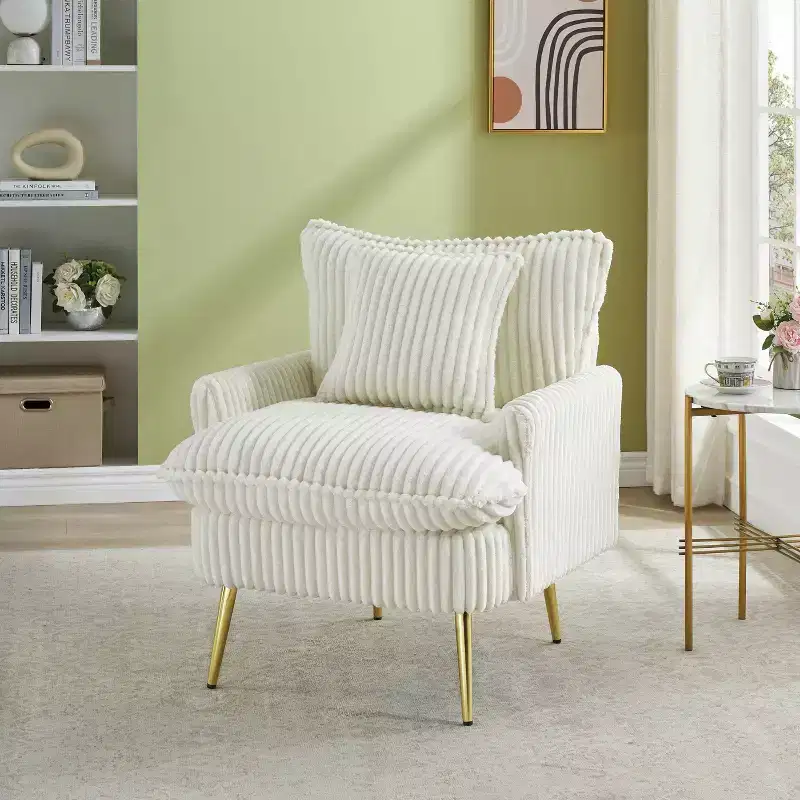 Barrel Accent Chair with Golden Legs