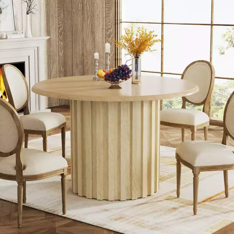 Lantine 43.3 Farmhouse Round Dining Table for 4
