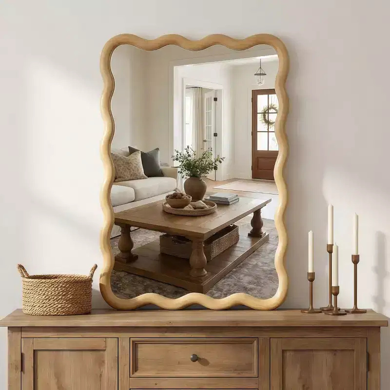 20 x 30 Rectangular Decorative Wall Mirror with Solid Wood Frame, Accent Vanity Mirror for Bathroom or Entryway-Panipeachy