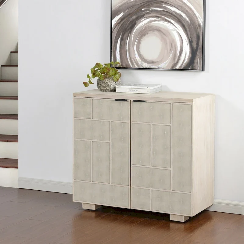Accent Cabinet with 2 Shagreen Finished Doors – Luxury Mid-Century Modern Storage