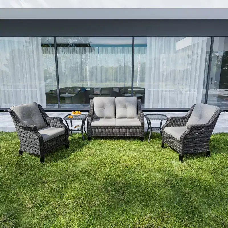 UPTIOT 5-Piece Outdoor Set with Loveseat, Armchairs & Side Tables