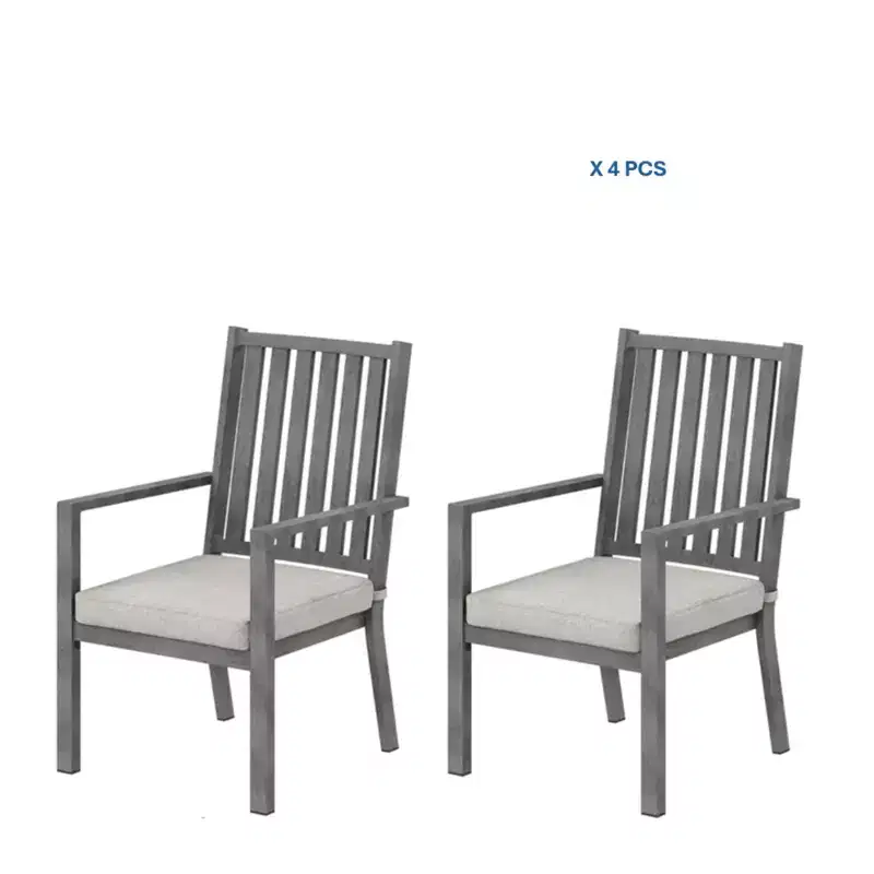 Set of 4 23 All-Weather Aluminum Patio Dining Chairs with Thick Cushions