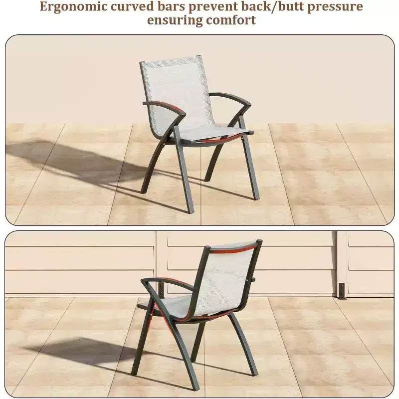 COZONY Aluminum Patio Chairs, Lightweight Frame 100 Adjustable Back Wide Seat Armrest for Garden Camping Poolside Beach Deck