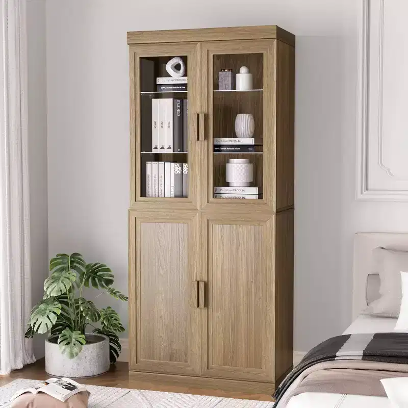 PexFix 36x31x16 Wood Accent Cabinet with Adjustable Shelf Storage Cabinet Natural