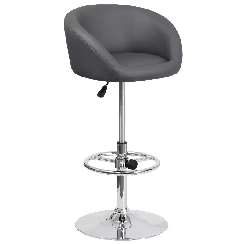 Merrick Lane Bucket Seat Bar and Dining Stool Modern Stool with 360 Swivel, Adjustable Height and Metal Footrest