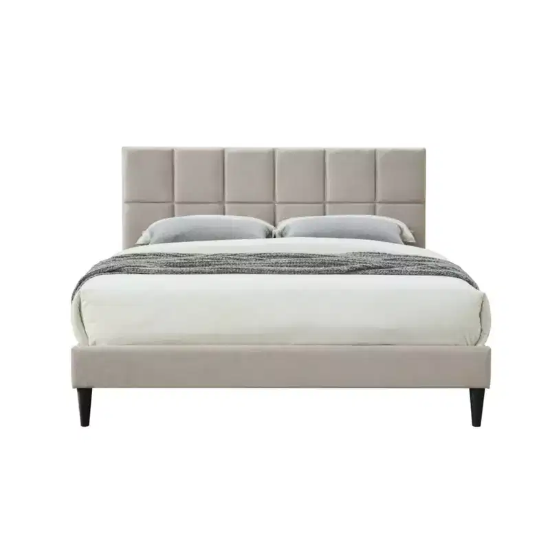 Modern Queen Size Upholstered Bed with Headboard