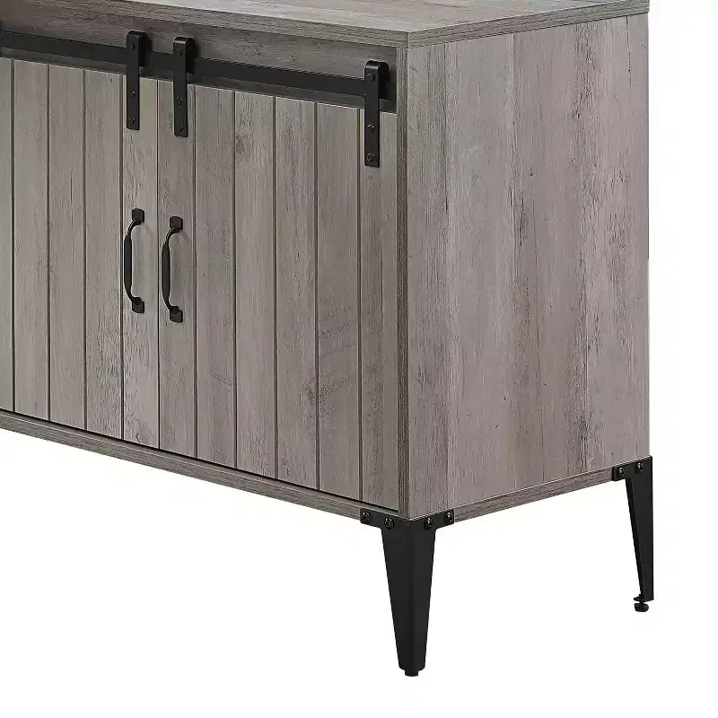 48 in Farmhouse L-Shaped Desk with Metal Legs, 2 Storage Cabinets and 2 Shelves, Corner Computer Desk, 48x48x31 in
