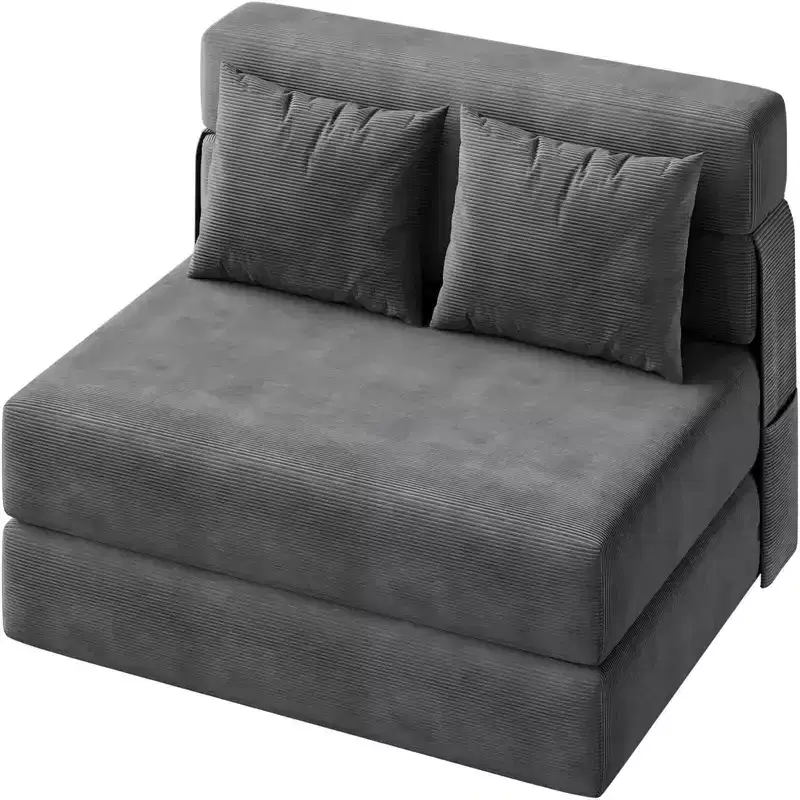 4-in-1 Folding Sofa Bed & Sleeper Chair, 80 Convertible Loveseat, Tufted Floor Lounger
