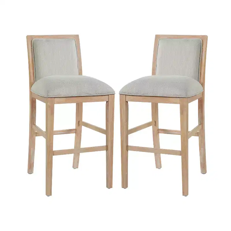 Christopher Knight Home Ren Modern Rubberwood Upholstered Height Bar Stools (Set of 2)