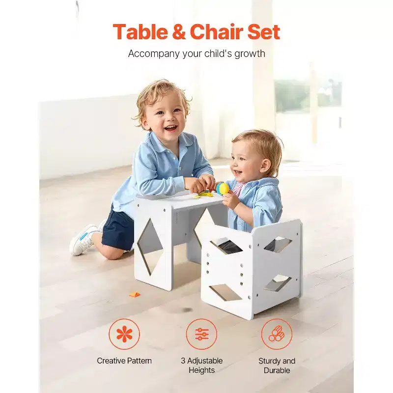 Montessori Weaning Table and Chair Set for Toddlers Ages 1-5 Round Natural