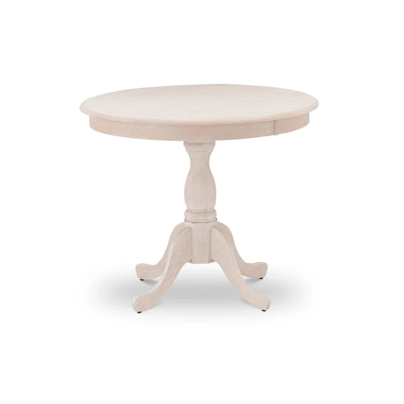 Round Wood Dining Table with Pedestal Base, 36x36 Inch (Multiple Finish Options)