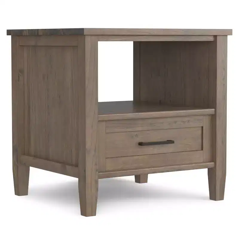 SOLID WOOD 20 inch Wide Rectangle Transitional End Table