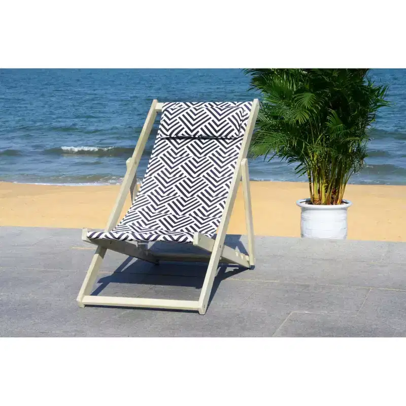 Rive Sling Chair W/ Cushion Indoor/Outdoor - PAT7039 - Navy/White - Safavieh