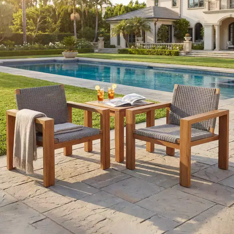 Christopher Knight Home Briar Boho Outdoor Acacia Wood Wicker Club Chair (Set of 2)