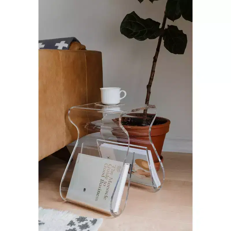 Acrylic Stool and Magazine Rack, Clear