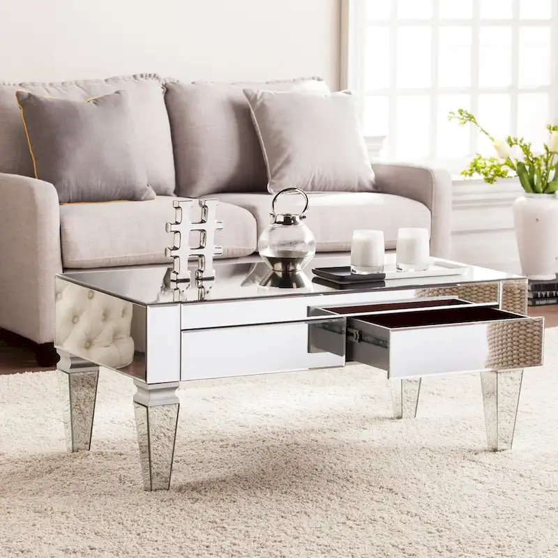 Contemporary Mirrored Rectangular Coffee Table
