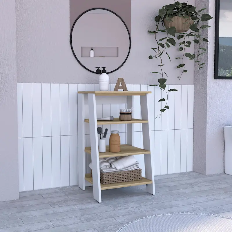 Colyn Linen Cabinet, Four Shelves, Vertical, Light Oak / WhiteHigh quality and durable