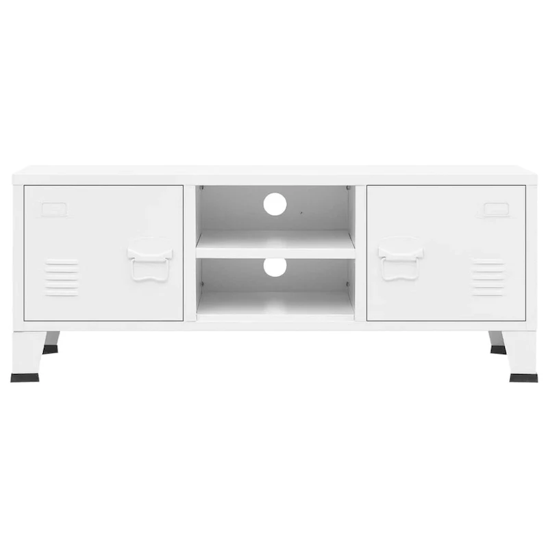 Industrial Metal TV Stand with 2 Doors and Storage Shelf - 41.3W