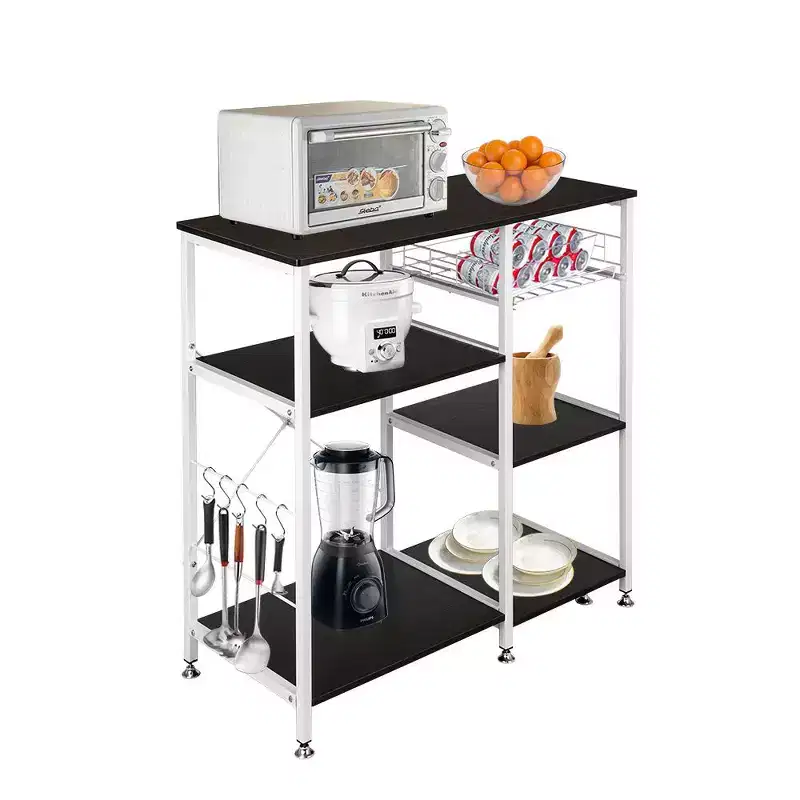 Kitchen Baker's Rack, 3-Tier Microwave Stand with Storage Shelves, Dark Brown
