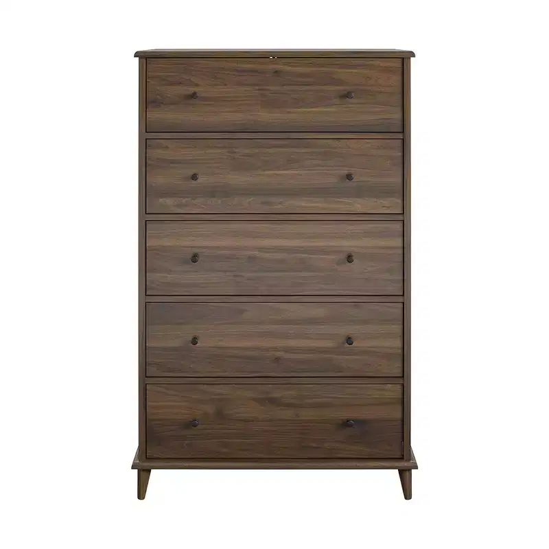 5-Drawer Wood Dresser â€?Spacious Bedroom Storage Chest with Smooth Glide Drawers