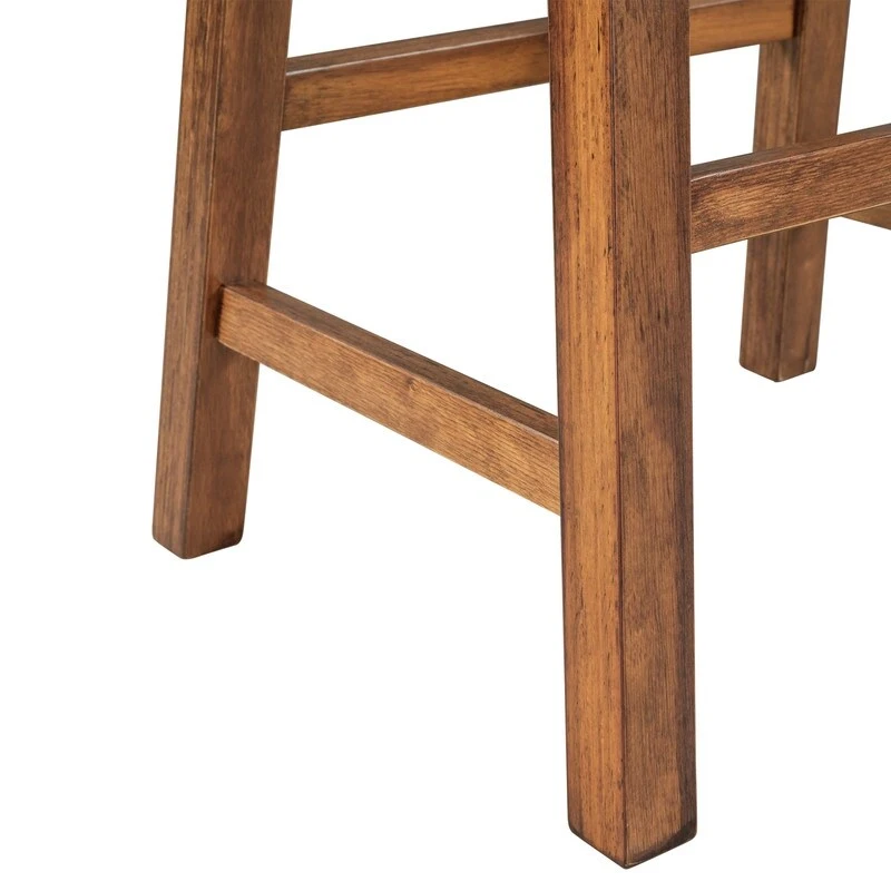 Rustic 3-Piece Solid Wood Kitchen Island Set  45 Stationary Butcher Block Table With Two Seating Stools & Dual Open Shelves.