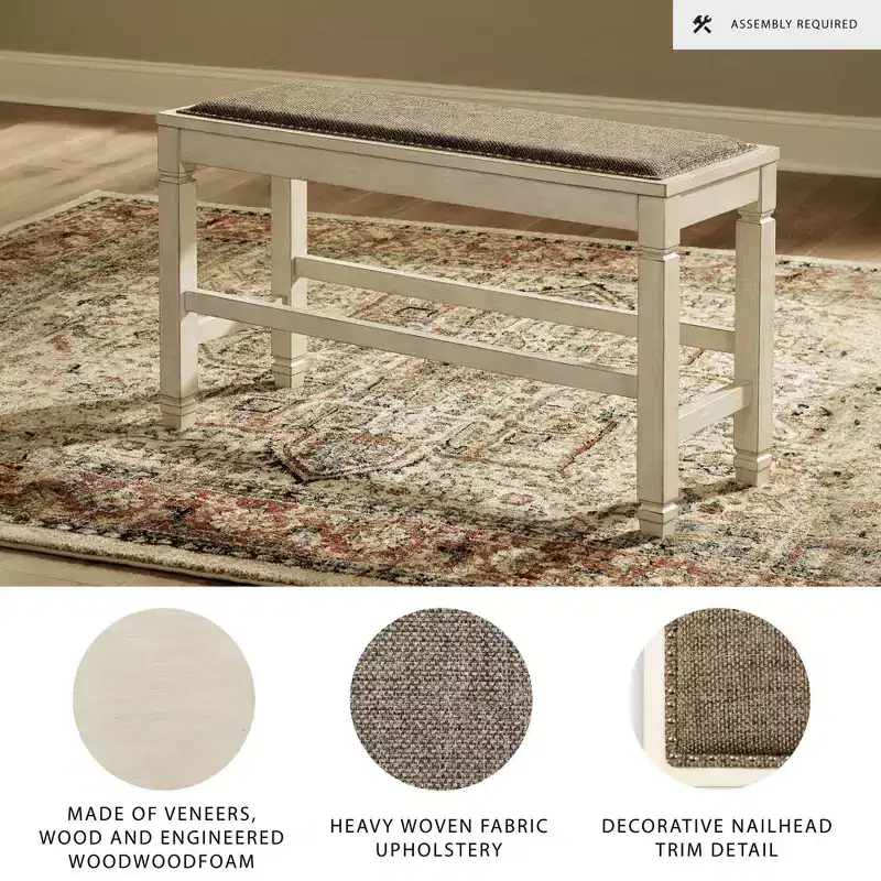 Counter Height Dining Bench Antique White