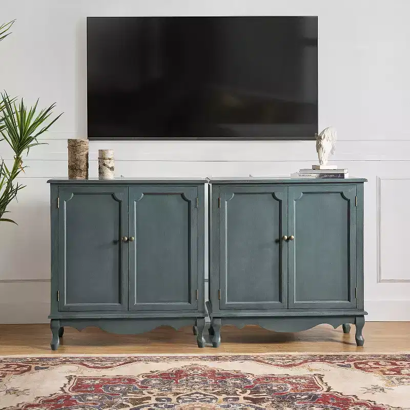 Hippe 34Tall-2 Door Farmhouse Style Accent Cabinet with Adjustable Legs Set of 2|Hulala Home