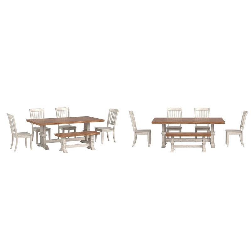 Ronda 78 Rectangular Solid Wood Top Dining Set with Spindle Back Chairs