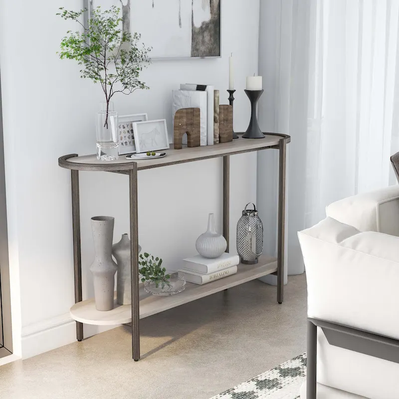 Urban Light Grey 49-inch Steel 1-Shelf Sofa Table