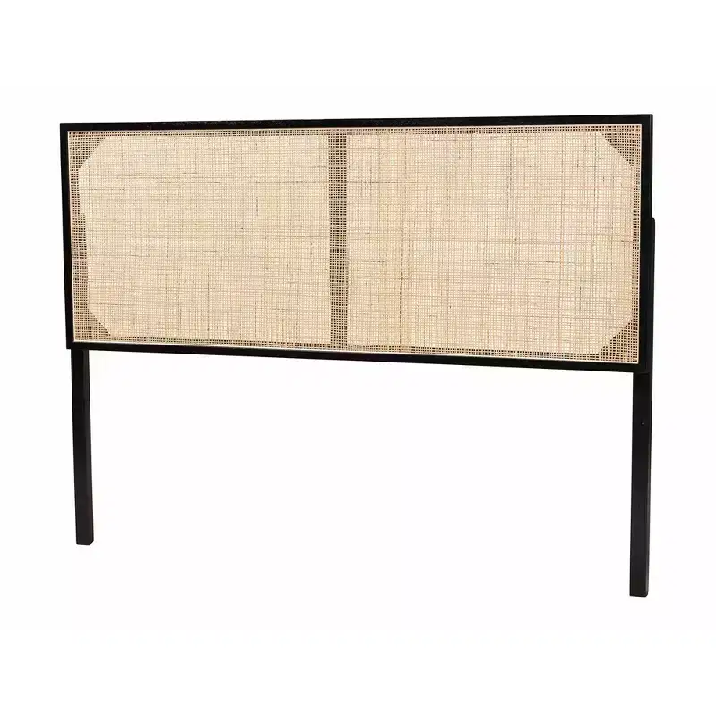bali & pari Queen Aurelia Bayur Wood and Natural Rattan Headboard