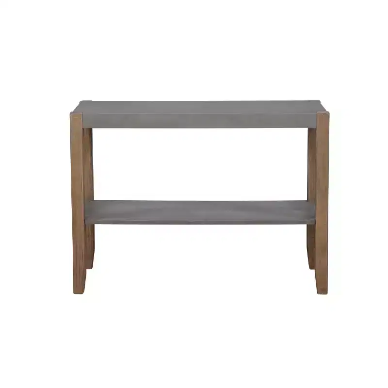 Alaterre Furniture 40" Davenport Faux Concrete and Wood Console Table Light Amber: Modern Entryway Furniture