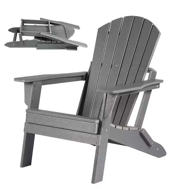 Folding Adirondack Chair - Oversized HDPE, Weather Resistant, Outdoor Fire Pit Chair, Suitable for Patio, Porch, Deck, Garden