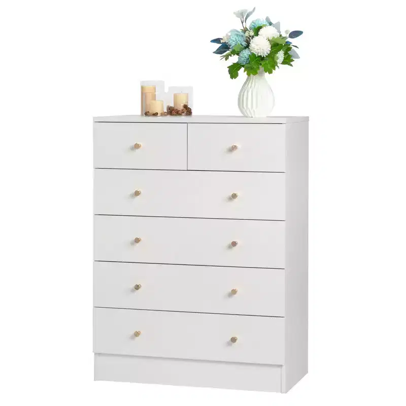 6-Drawer White Particle Board 25.98