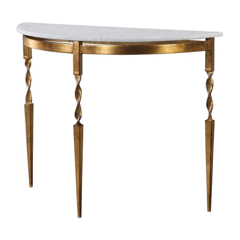 Gold Demilune Console Table