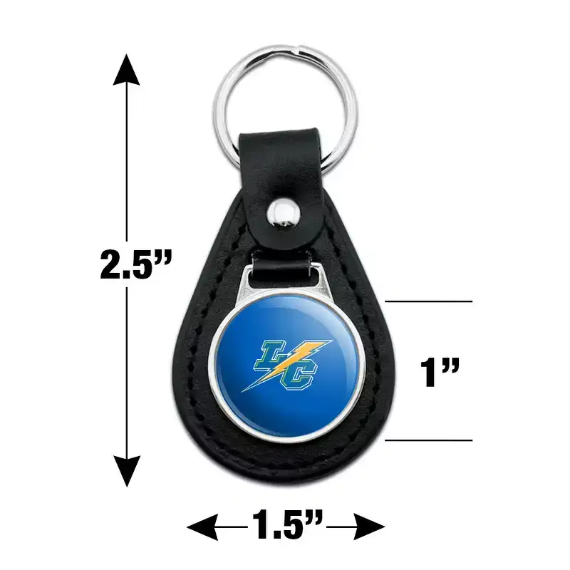Lehman College Primary Logo Black Leather Keychain