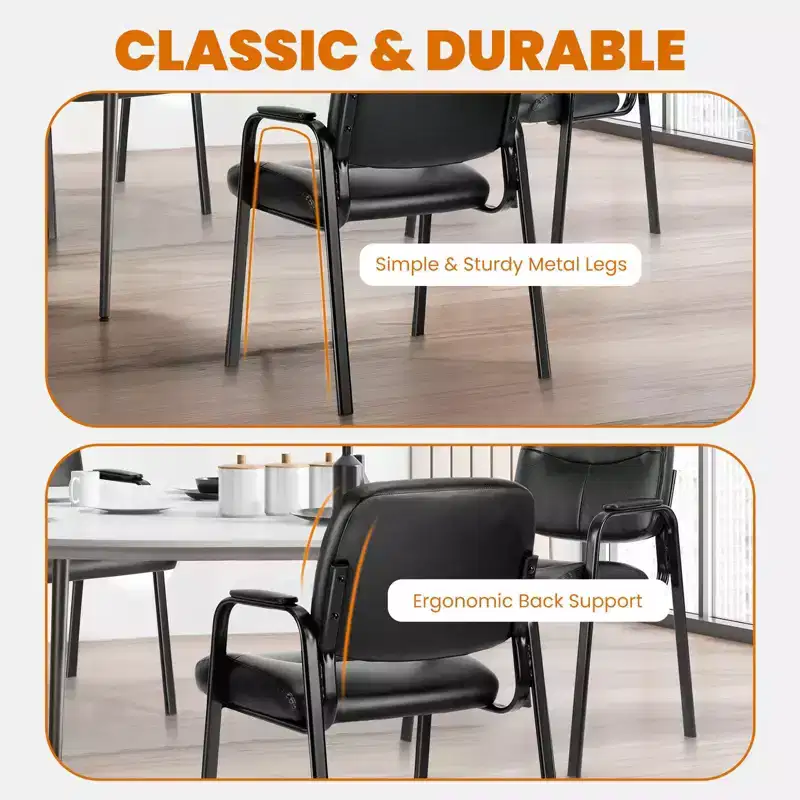 MAYEERTY Dining Chairs 2 Piece Set Leather Conference Room with Padded Arms PU Leather Office Chair