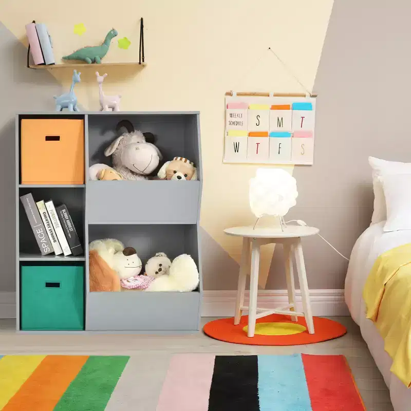 Costway Kids Toy Storage Cubby Bin Floor Cabinet Shelf Organizer w/2 Baskets
