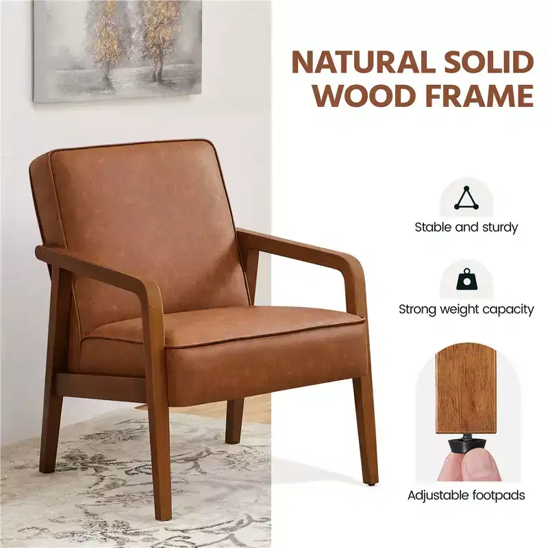Modern Faux Leather Upholstered Accent Chair Armchair