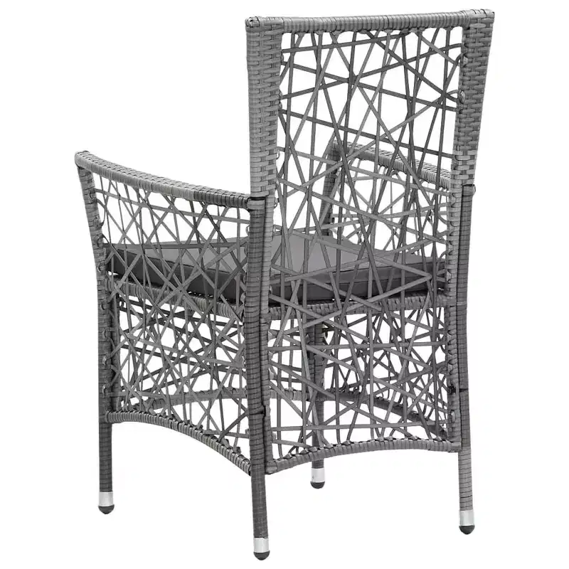 vidaXL Dining Set PE rattan, Steel, Tempered Glass Large