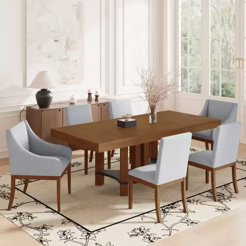 Whisen Rustic 7-Piece Extendable Dining Table Set with 2 Arm Chairs and 4 Armless Chairs