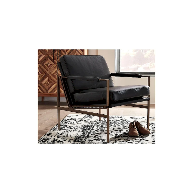 Signature Design by Ashley Puckman Mid Century Modern Leather Accent Chair - 29  W x 31.5  D x 34.25  H