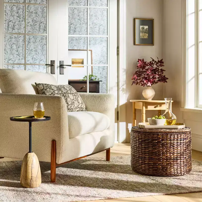 Marble Drink Table with Metal Top