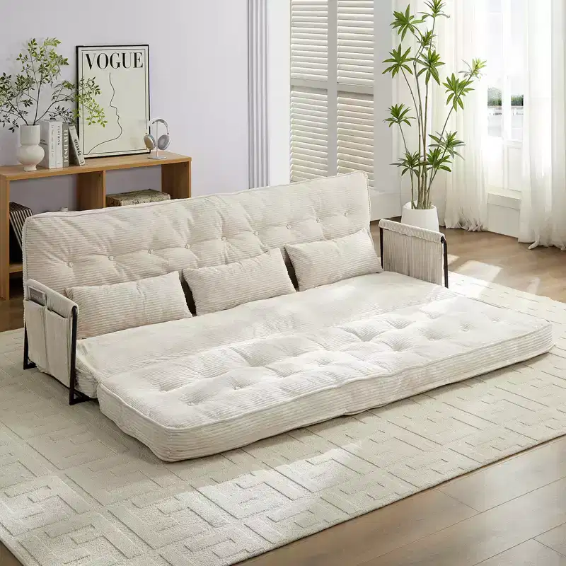 Mjkone Muti-Functional Folding Futon Sofa Bed Floor Sofa Bed3-Seater Lazy Sofa with Pillows,6 Position Adjustable Backrest