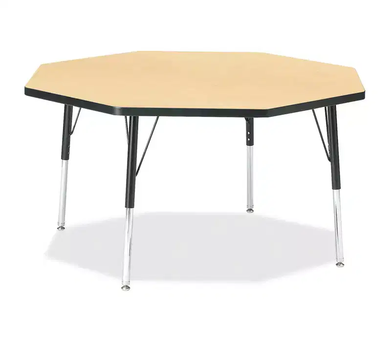 Jonti-Craft Berries Elementary Height Color Top Octagon Table 48 x 48 in Black