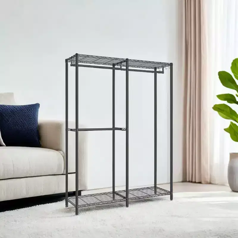 Heavy-Duty Metal Garment Rack, Freestanding Wardrobe Closet, Clothing Racks, 15.8 x 47.2 x 70.9 Inches Clothes Rack Ink Black