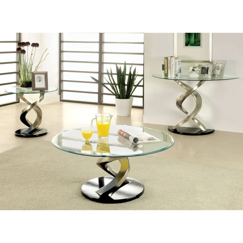 Contemporary Silver 38-inch Glass Coffee Table