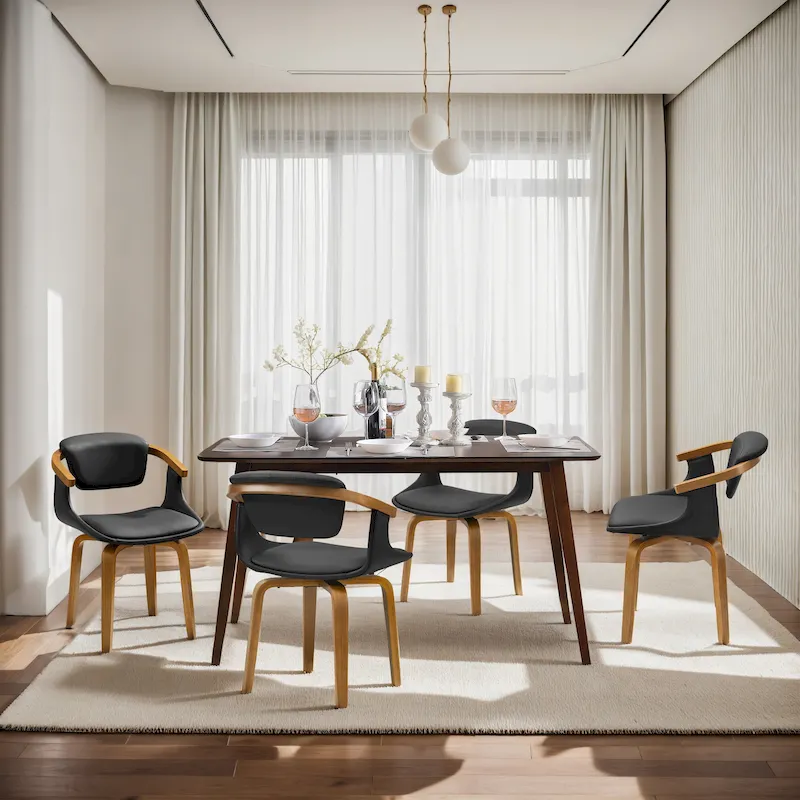 Modern Swivel Dining Chair, Upholstered Seat, 360-Degree Rotation, Mid-Century Style
