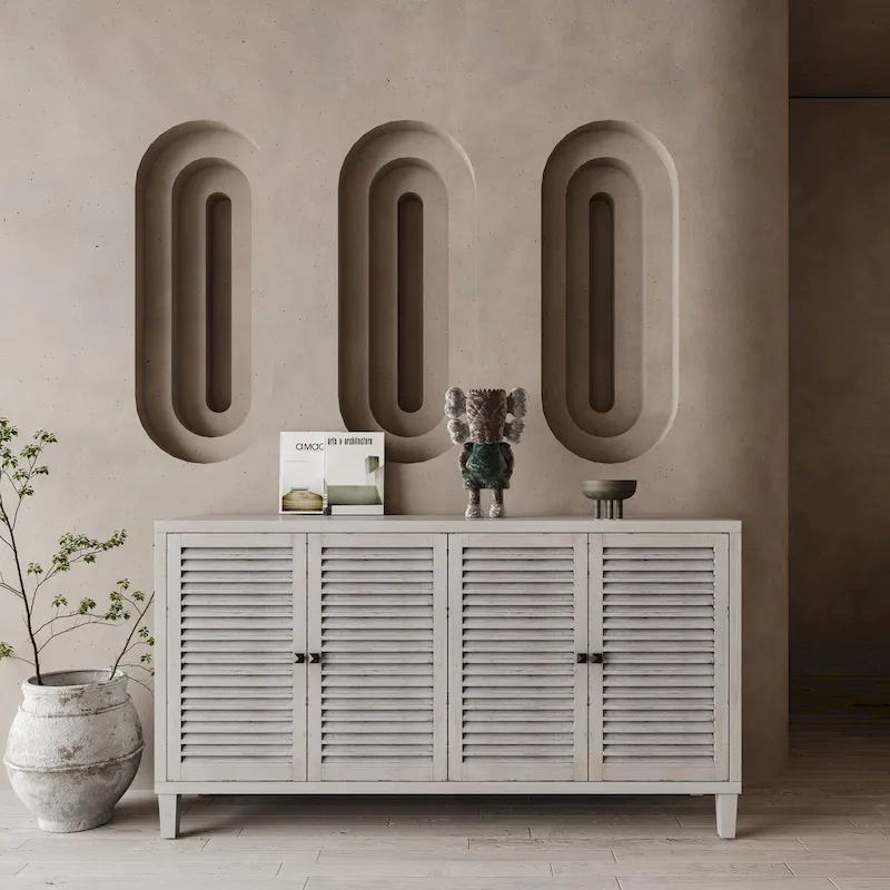 4 Door Wooden Cabinet Sideboard for Living Room