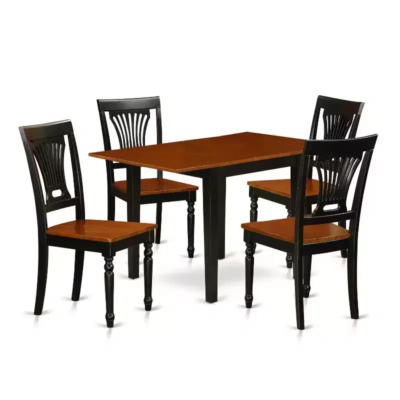 5-Piece Black and Cherry Finish Solid Wood Top - Rectangular Dining Room Set (Seats- 4)